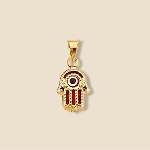 Evil eye hamsa 14k real gold pendant perfect gift